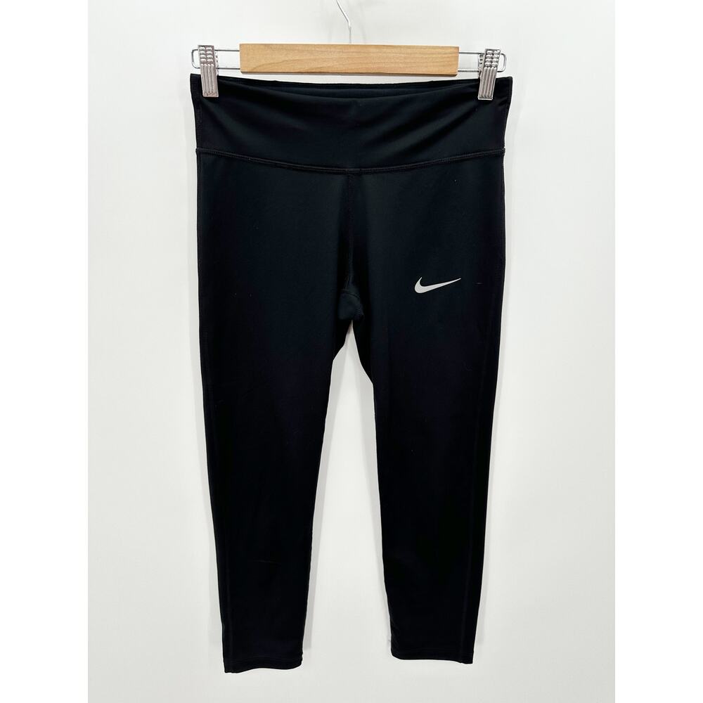 Nike Dri-Fit Black Power Essential 3/4 Cropped Leggings Fitted Capri Women Small